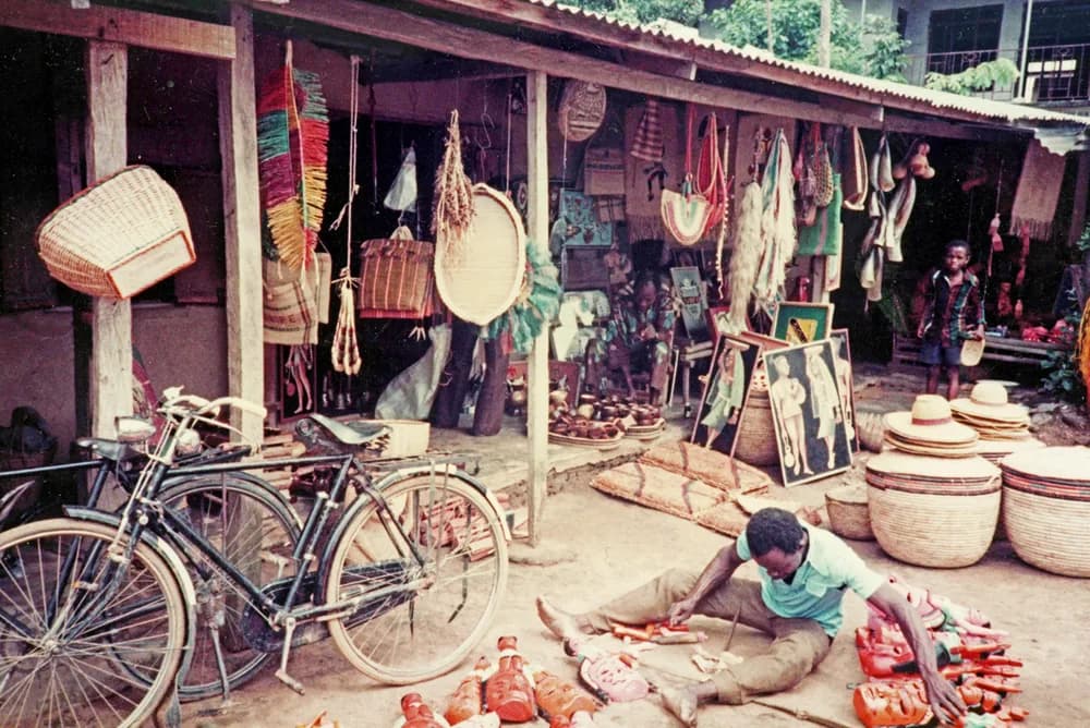 Raffia crafts on display at the Ikot Ekpene craft market